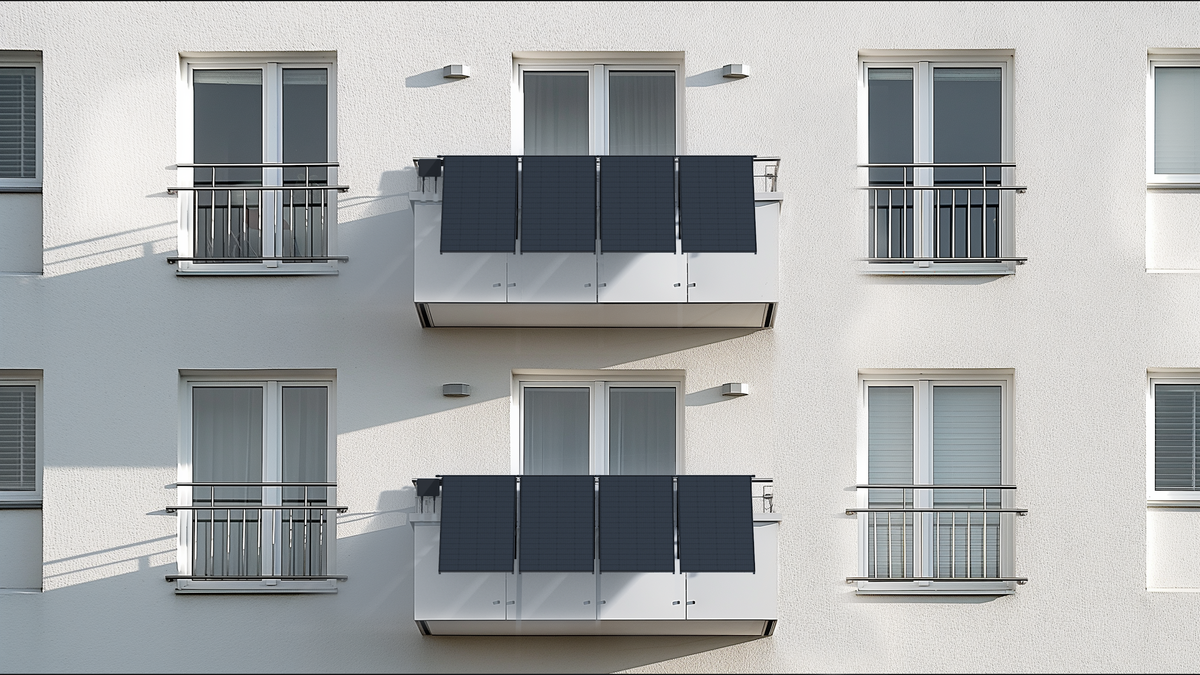 Ray Solarmodule an den Betonbrüstungen zweier Balkone