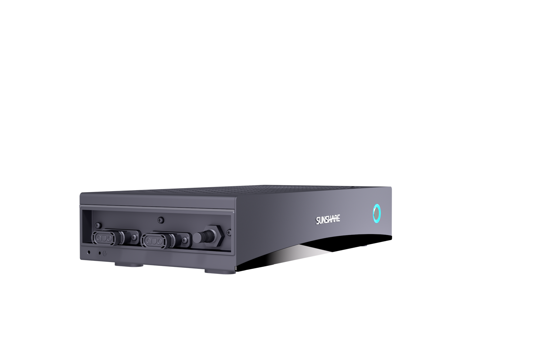Glory Hybrid-Wechselrichter 1,2 kW, Anschlussseite mit DC- und AC-Steckverbindern